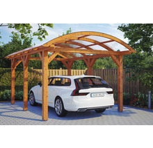 Carport Skanholz Franken avec ancrage pour poteaux 376 x 541 cm chêne clair