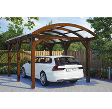Carport Skanholz Franken avec ancrage pour poteaux 376 x 541 cm noyer