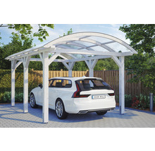 Carport Skanholz Franken avec ancrage pour poteaux 376 x 541 cm blanc