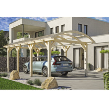 Carport Skanholz Franken avec ancrage pour poteaux 376 x 755 cm bois