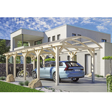 Carport Skanholz Franken avec ancrage pour poteaux 376 x 969 cm bois