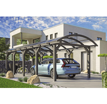 Carport Skanholz Franken avec ancrage pour poteaux 376 x 969 cm ardoise