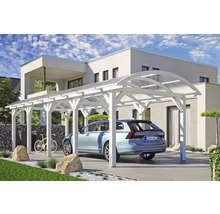 Carport Skanholz Franken avec ancrage pour poteaux 376 x 969 cm blanc