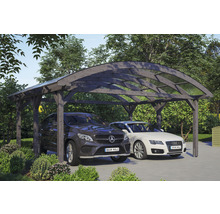 Carport double 2 voitures Skanholz Franken avec ancrage pour poteaux 635 x 541 cm ardoise
