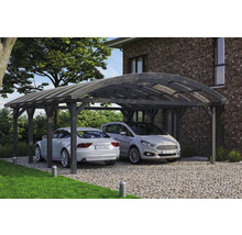 Carport double 2 voitures Skanholz Franken avec ancrage pour poteaux 635 x 755 cm ardoise