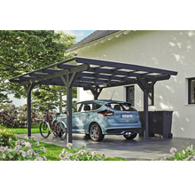 Carport Skanholz Odenwald avec ancrage pour poteaux 428 x 541 cm ardoise