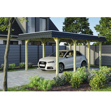 Einzelcarport SKAN HOLZ Spreewald schwarze Blende inkl. EPDM Folie, Pfostenanker 345 x 589 cm imprägniert