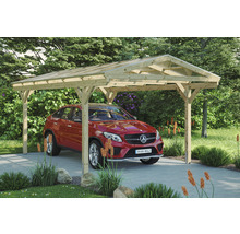 Carport Skanholz Westerwald avec ancrage pour poteaux 362 x 648 cm nature