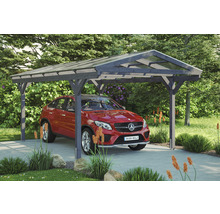 Carport Skanholz Westerwald avec ancrage pour poteaux 362 x 648 cm ardoise