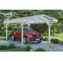 Carport Skanholz Westerwald avec ancrage pour poteaux 362 x 648 cm blanc