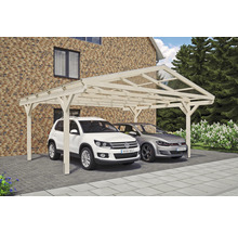 Carport double 2 voitures Skanholz Westerwald avec ancrage pour poteaux 570 x 541 cm bois