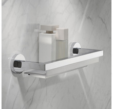 Étagère murale en verre et métal pour rangement de salle de bain