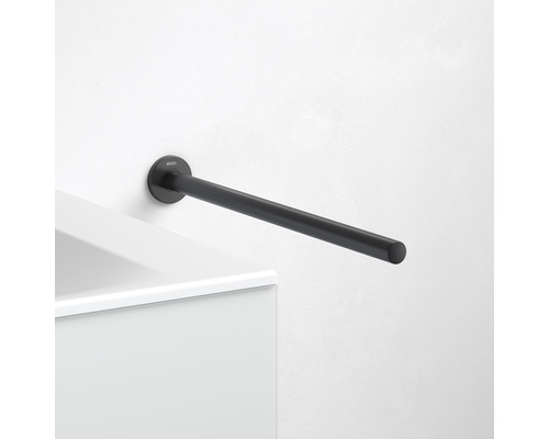 Barre porte-serviettes KEUCO Plan Black Selection rigide noir mat 14920370000 Porte-serviettes noir fixé à un mur