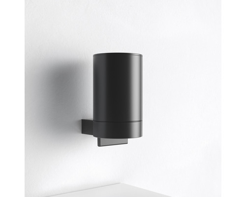 Schwarzer Seifenspender zur Wandmontage