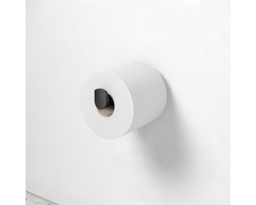 Toilettenpapierhalter mit Toilettenpapierrolle an der Wand