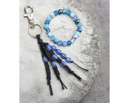 Porte-clés avec macramé et bracelet de perles