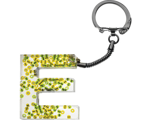 Schlüsselanhänger Buchstabe E mit bunten Perlen