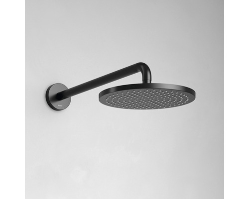Pomme de douche noire avec bras mural