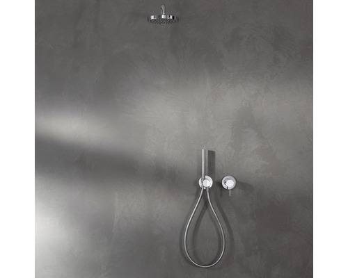 Aufputz Duschsystem mit Kopfbrause, Handbrause und Thermostatmischer