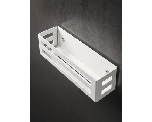 Weißes Wandregal für Badezimmerzubehör