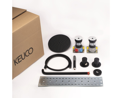 Keuco Duschsystem mit Kopfbrause, Armaturen, Schlauch und Montagezubehör