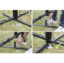 Instructions de montage d''un but de football en quatre étapes