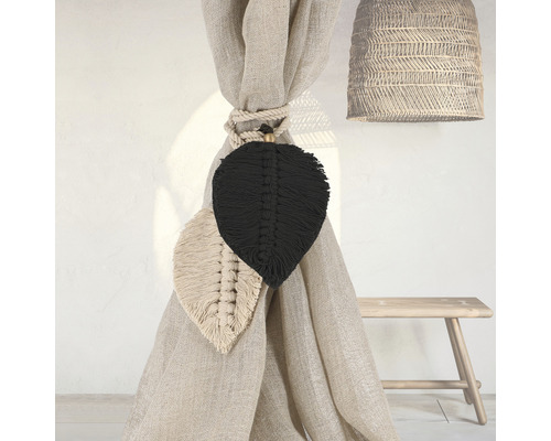 Embrasses décoratives à motif de feuilles en macramé