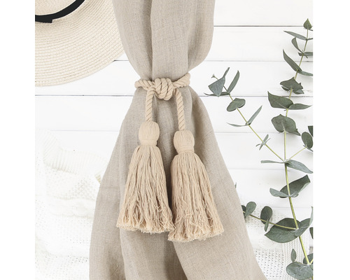 Vorhang mit Seilraffhalter und Quasten