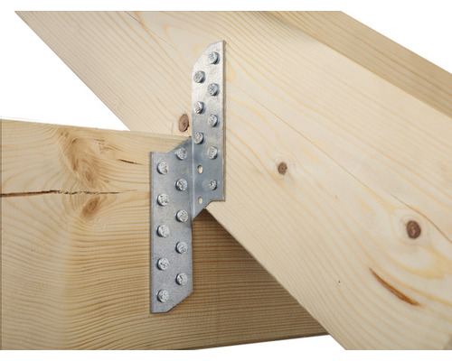 Metallwinkelverbinder befestigt Holzbalken