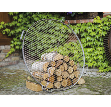 Runder Grillrost mit Holzscheiten