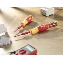 Schraubendreher Wiha mit Bit Magazin LiftUp electric Schlitz, Phillips, PlusMinus/Pozidriv mit 6 slimBits