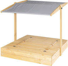 Sandkasten aus Holz mit Sonnenschutz