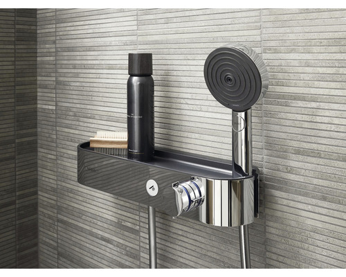 Barre de douche avec étagère pour shampoing et douchette