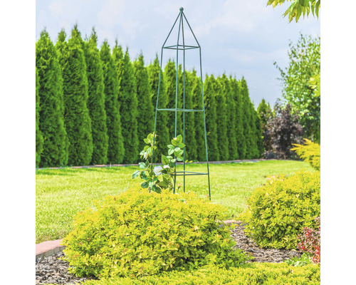 Gartenszene mit Rankhilfe für Pflanzen