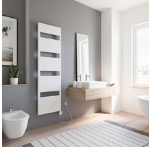 Chauffe-serviettes électrique SCHULTE Turin résistance chauffante à droite 50,5 x 170,3 cm 600 W avec résistance chauffante 3 réglable blanc