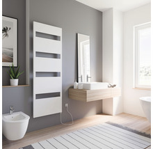 Chauffe-serviettes électrique SCHULTE Turin résistance chauffante à droite 60,5 x 170,3 cm 600 W avec fiche à contact de protection blanc