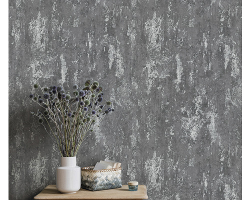 Papier peint gris avec motif abstrait dans un intérieur