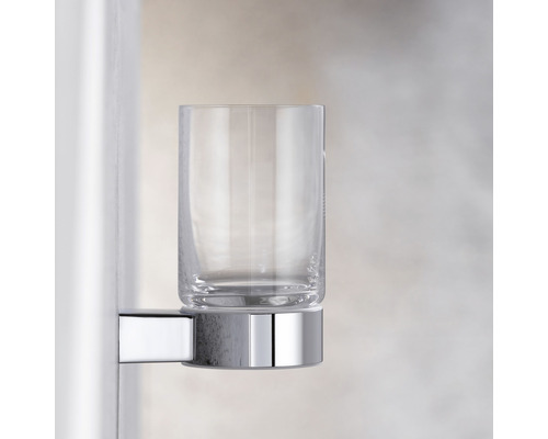 Klarglas-Zahnputzbecher mit Halterung zur Wandmontage