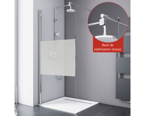 Paroi de douche à l'italienne Schulte Alexa Style 2.0 largeur 90 cm décor discret couleur du profilé chrome