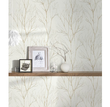 Papier peint intissé 37260-3 Attractive 2 branches beige-or brillant