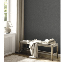 Papier peint intissé 39026-7 Attractive 2 structure tissu noir brillant