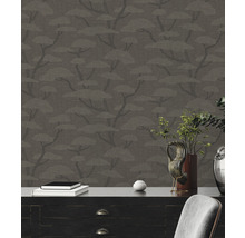 Papier peint intissé 38741-5 Nara arbres bonsaï gris anthracite