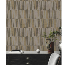 Papier peint avec motif géométrique imitation bois pour intérieur