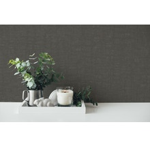 Papier peint intissé 38745-4 Nara uni aspect lin anthracite