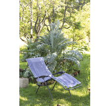 Liegestuhl im Garten auf Rasen