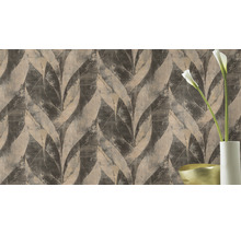 Papier peint intissé Concrete feuilles Noir
