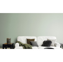 Wohnzimmer mit Sofa, Kissen und Wandfarbe