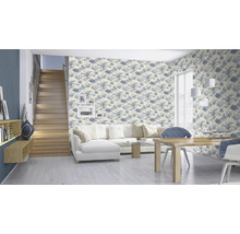 Papier peint intissé 555950 Lirico uni bleu