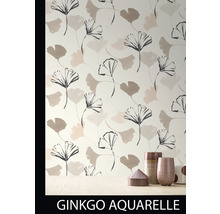 Papier peint avec motif aquarelle de ginkgo