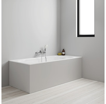 Salle de bain avec baignoire, robinetterie et pommeau de douche